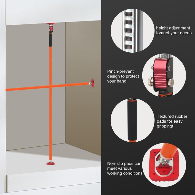 MOETER Adjustable Support Pole, Quick-Adjustable Telescopic Rod Support System, Supports Up to 154 lbs of Cabinet Lift Jacks, Dust Barrier Poles, Drywalls (2PACK 57~114INCH) - Image 4